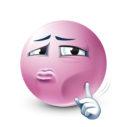 Pink Emoji Ball who is mewing.